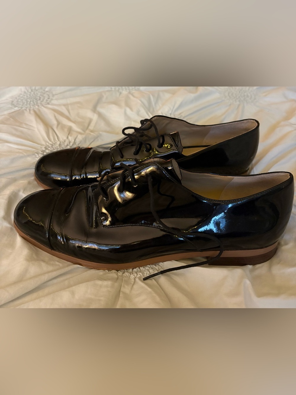 Michael Kors Women's Black Patent Leather Lace-Up Flats